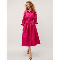 Monsoon Belted Midi Shirt Dress Pink