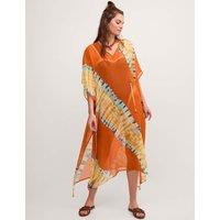 Monsoon Tie Dye V-Neck Midi Beach Cover Up Kaftan Multi
