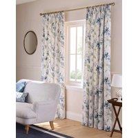 Laura Ashley Gosford Pure Cotton Floral Curtains Blue Mix