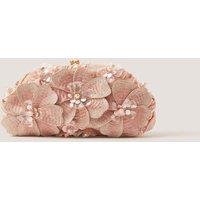 Monsoon Floral Embroidered Clutch Bag Pink