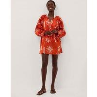 Monsoon Pure Cotton Beach Cover Up Kaftan Orange Mix