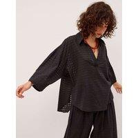 Monsoon Pure Cotton Textured Split Back Shirt Black