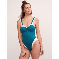 Monsoon Sabrina Textured Contrast Trim Swimsuit Teal