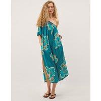 Monsoon Floral Short Sleeve Jumpsuit Teal Mix