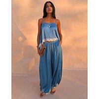Never Fully Dressed Lace Trim Balloon Trousers Blue Mix