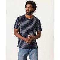 FatFace Pure Cotton Striped T-Shirt Navy Mix