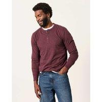 FatFace Pure Cotton Henley Long Sleeve Top Plum