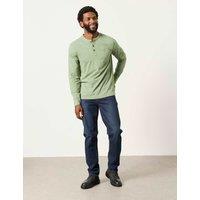 FatFace Pure Cotton Henley Long Sleeve Top Green