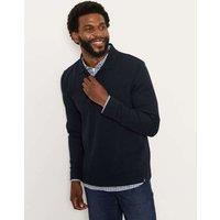 FatFace Cotton Rich Ribbed Long Sleeve Polo Shirt Navy