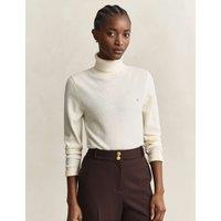 GANT Merino Wool Rich Roll Neck Jumper Cream