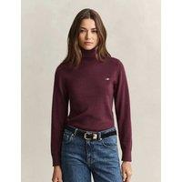 GANT Merino Wool Rich Roll Neck Jumper Burgundy