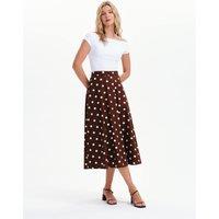 Finery London Pure Cotton Polka Dot Midi A-Line Skirt Brown Mix