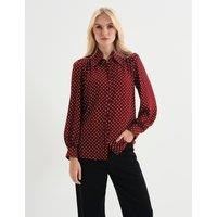 Finery London Polka Dot Collared Blouse Burgundy Mix