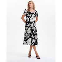 Finery London Floral Square Neck Midi Tiered Dress Black Mix