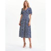 Finery London Printed V-Neck Midi Tea Dress Navy Mix