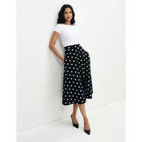 Finery London Pure Cotton Polka Dot Midi A-Line Skirt Black Mix