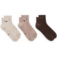 Nike 3 Pack Everyday Elevated Cotton Rich Ankle Socks Brown Mix