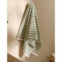 YARD Pure Cotton Hebden Striped Bath Towel Medium Green
