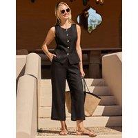 SOSANDAR Linen Blend Wide Leg Culottes Black