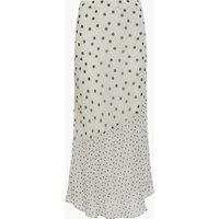 French Connection Chiffon Polka Dot Midi Tiered Skirt Cream Mix
