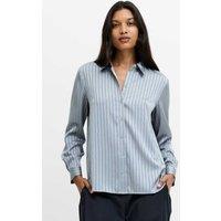 French Connection Satin Striped Button Through Shirt Grey Mix