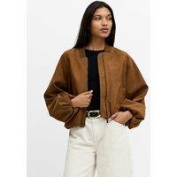 French Connection Suedette Bomber Jacket Medium Brown