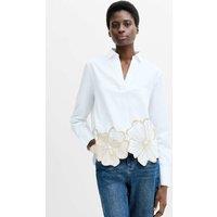 French Connection Pure Cotton Floral Embroidered Shirt White Mix