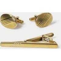 M&S Engraved Cufflink and Pin Set Gold