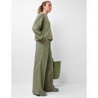 Sweaty Betty After Class Piped Wide Leg Trousers Dark Khaki