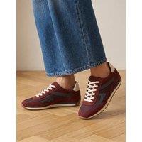 Jones Bootmaker Aeries Leather Lace Up Trainers Burgundy Mix