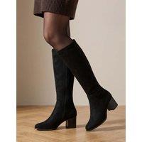 Jones Bootmaker Cushioned Zip Up Block Heel Knee High Boots Black