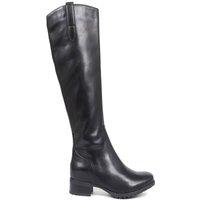 Jones Bootmaker Leather Block Heel Riding Knee High Boots Black