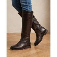 Jones Bootmaker Leather Flat Knee High Boots Brown