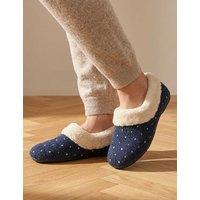 Jones Bootmaker Floella Faux Fur Cuffed Full Slippers Navy