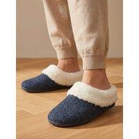 Jones Bootmaker Feria Faux Fur Cuffed Full Slippers Navy