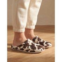 Jones Bootmaker Leather Animal Print Slip On Flat Slippers White Mix