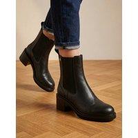 Jones Bootmaker Leather Chelsea Block Heel Boots Black