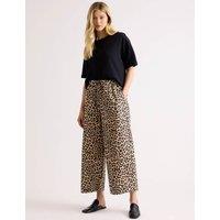 Albaray Pure Cotton Animal Print Barrel Leg Trousers Brown Mix