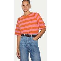 Jigsaw Pure Cotton Slub Striped T-Shirt Pink