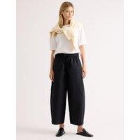Albaray Pure Cotton Barrel Leg Ankle Grazer Trousers Black