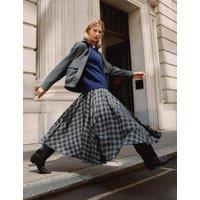 Albaray Plaid Checked Midi Full A-Line Skirt Grey Mix