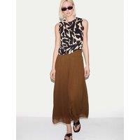 Jigsaw Pure Cotton Slub Zebra Print Tank Top Brown Mix