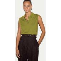Jigsaw Pure Cotton Collared Vest Top Teal Green