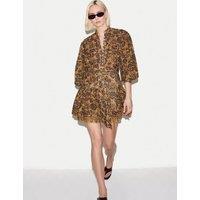 Jigsaw Pure Cotton Floral Notch Neck Mini Tea Dress Yellow Mix