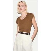 Jigsaw Pure Cotton Scoop Neck T-Shirt Medium Brown