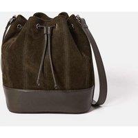 Jigsaw Leather Drawstring Bucket Bag Khaki
