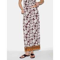 Jigsaw Jersey Floral Maxi A-Line Skirt Burgundy Mix