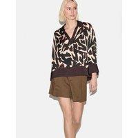Jigsaw Satin Zebra Print Shirt Brown Mix