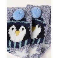FatFace Penguin Fluffy Socks Blue Mix