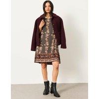 FatFace Cotton Rich Printed Mini T-Shirt Dress Black Mix
